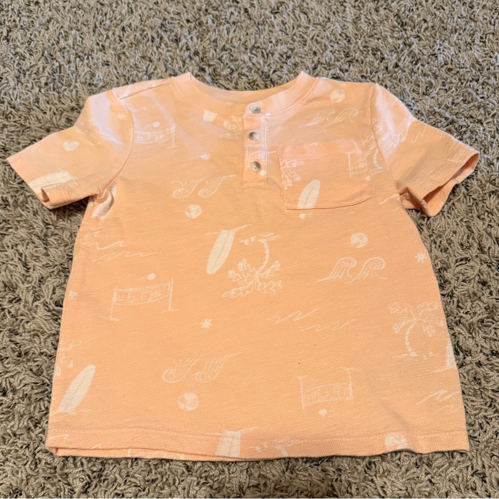 Worn once!! Old Navy Peach Kids Tee with Button Accents